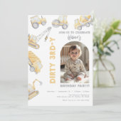 Construction Trucks 3rd Birthday Party Einladung (Stehend Vorderseite)