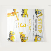 Construction Trucks Birthday Photo backdrop Wandteppich (Vorderseite (Horizontal))