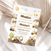 Construction Trucks Boy 2nd Second Birthday Einladung