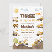 Construction Trucks Boy Dirty 3RD-Y Third Birthday Einladung (Vorderseite)