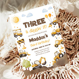 Construction Trucks Boy Dirty 3RD-Y Third Birthday Einladung