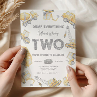 Construction TWO 2nd Birthday Party Einladung