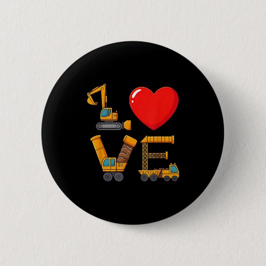 Construction Valentine Love Spelled With Trucks Ex Button (Vorderseite)