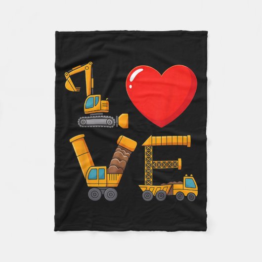 Construction Valentine Love Spelled With Trucks Ex Fleecedecke (Vorderseite)
