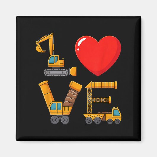 Construction Valentine Love Spelled With Trucks Ex Magnet (Vorne)