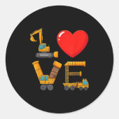 Construction Valentine Love Spelled With Trucks Ex Runder Aufkleber (Vorderseite)