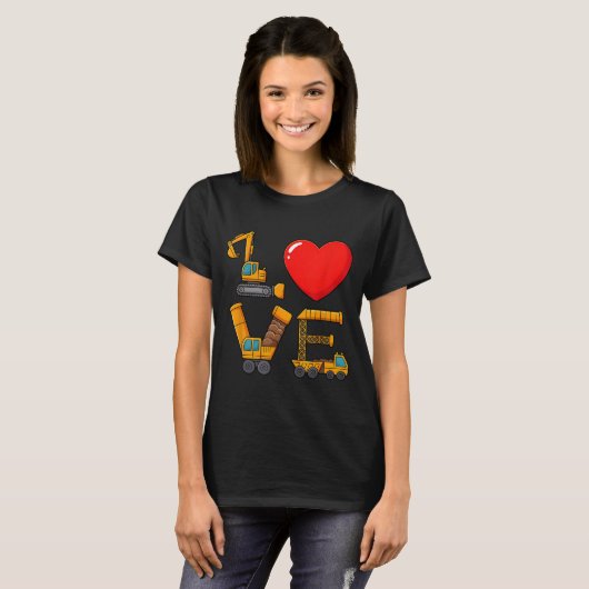 Construction Valentine Love Spelled With Trucks Ex T-Shirt (Vorne ganz)