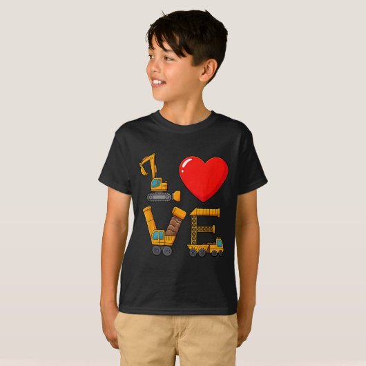 Construction Valentine Love Spelled With Trucks Ex T-Shirt (Vorne ganz)