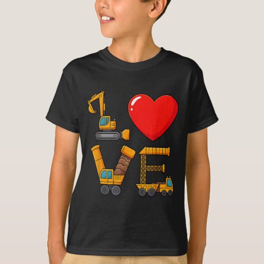 Construction Valentine Love Spelled With Trucks Ex T-Shirt (Vorderseite)
