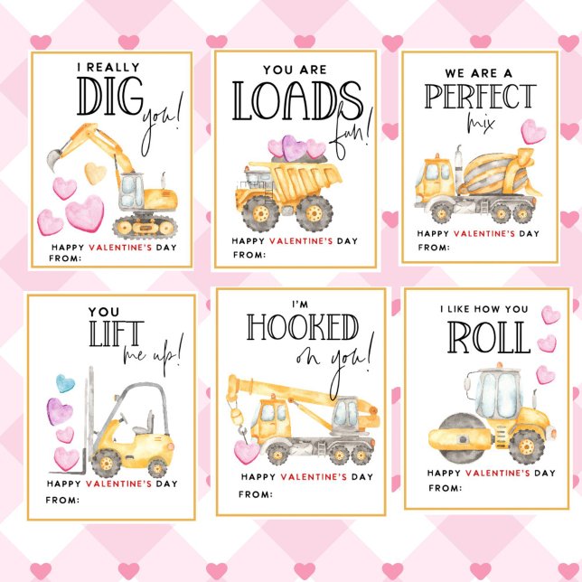 Construction Valentine's Day Kids Classroom cards Briefbogen (Construction Valentine's day Kids Classroom Cards)