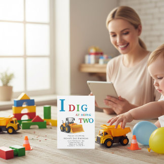Construction Vehicle Birthday Boy Invitation Einladung