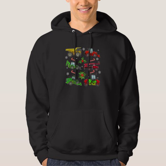 Construction Vehicle Christmas Red Trucks Winter B Hoodie (Vorderseite)
