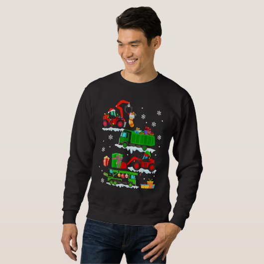 Construction Vehicle Christmas Red Trucks Winter B Sweatshirt (Vorne ganz)
