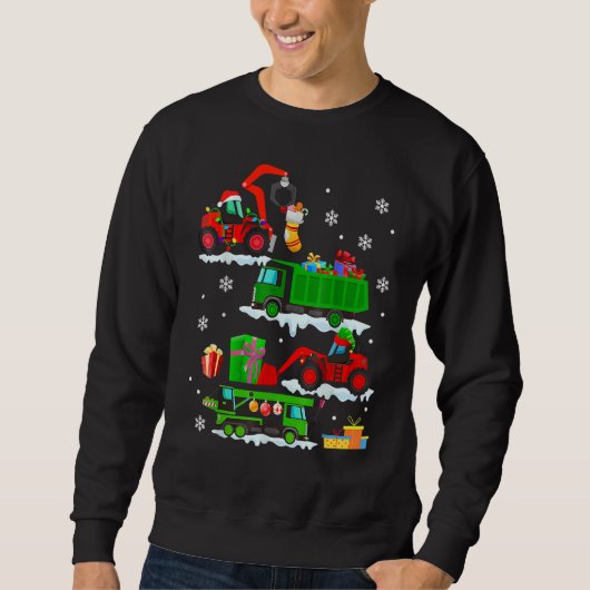 Construction Vehicle Christmas Red Trucks Winter B Sweatshirt (Vorderseite)