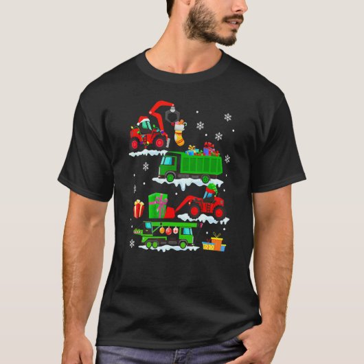 Construction Vehicle Christmas Red Trucks Winter B T-Shirt (Vorderseite)