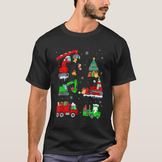 Construction Vehicle Christmas Red Trucks Winter B T-Shirt (Vorderseite)