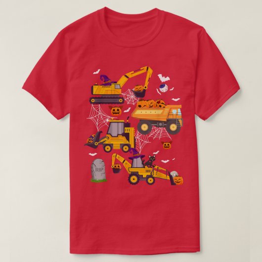 Construction Vehicle Crane Truck Pumpkin Halloween T-Shirt (Design vorne)