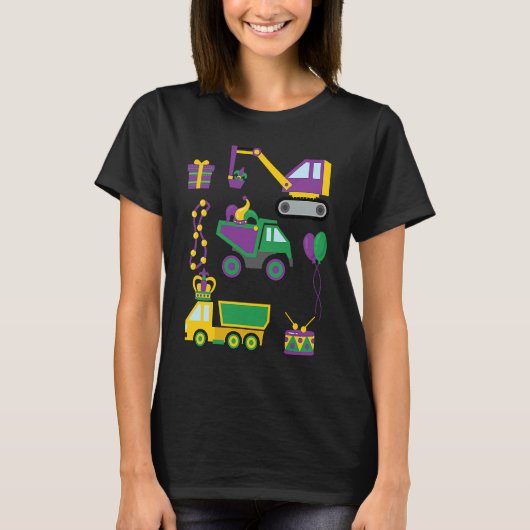 Construction Vehicle Mardi Gras Toddlers Boys T-Shirt (Vorderseite)