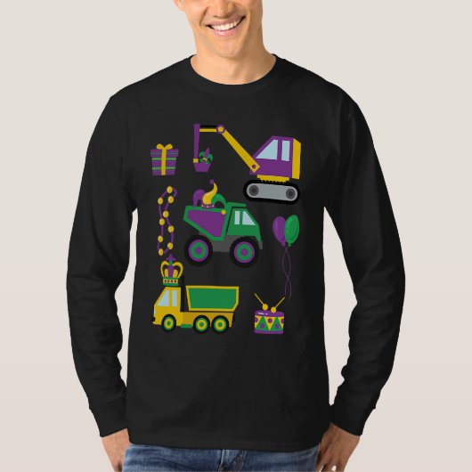Construction Vehicle Mardi Gras Toddlers Boys T-Shirt (Vorderseite)