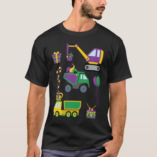 Construction Vehicle Mardi Gras Toddlers Boys T-Shirt (Vorderseite)