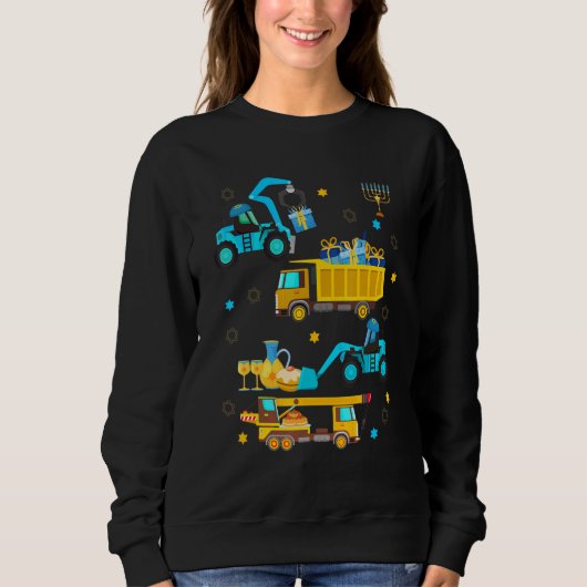 Construction Vehicle Menorah Hanukkah Chanukah Tod Sweatshirt (Vorderseite)