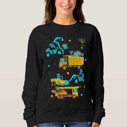 Construction Vehicle Menorah Hanukkah Chanukah Tod Sweatshirt (Vorderseite)