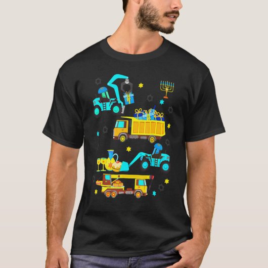 Construction Vehicle Menorah Hanukkah Chanukah Tod T-Shirt (Vorderseite)