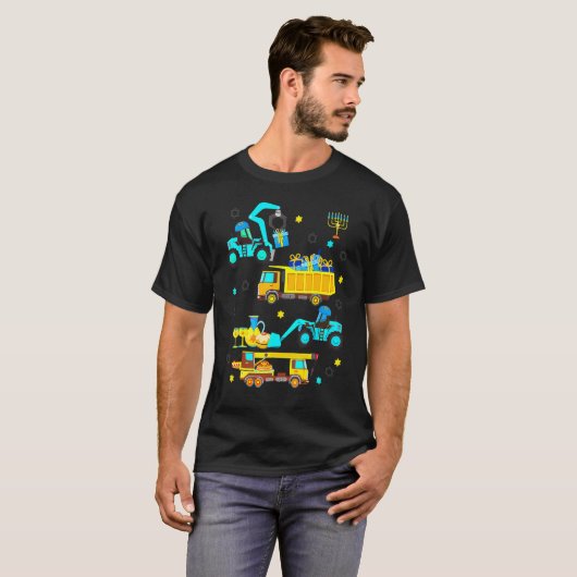 Construction Vehicle Menorah Hanukkah Chanukah Tod T-Shirt (Vorne ganz)