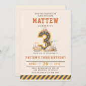 Construction Vehicles 3rd Birthday Invitation Einladung (Vorne/Hinten)