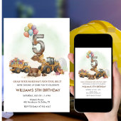 Construction Vehicles 5th Birthday Invitation Einladung