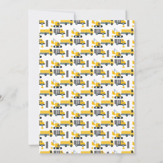 Construction Vehicles Birthday Dump Big One Einladung (Rückseite)