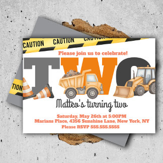Construction Vehicles Birthday Dump Truck 2 Einladung