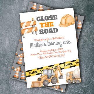 Construction Vehicles Birthday Dump Truck Einladung