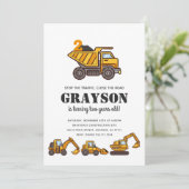 Construction Vehicles Birthday Party Invitation Einladung (Stehend Vorderseite)