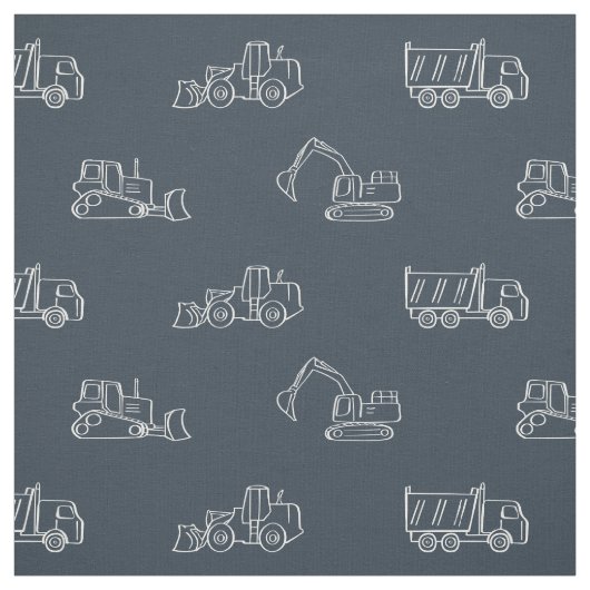 Construction Vehicles Builder Boy Truck Dark Blue Stoff (Muster)