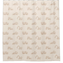 Construction Vehicles Builder Cute Boy Truck Beige Duschvorhang