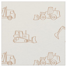 Construction Vehicles Builder Cute Boy Truck Beige Stoff