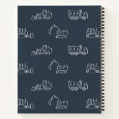 Construction Vehicles School Boys Name Dark Blue Notizblock (Rückseite)