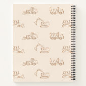 Construction Vehicles Truck School Boys Name Beige Notizblock (Rückseite)