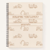 Construction Vehicles Truck School Boys Name Beige Notizblock (Vorderseite)