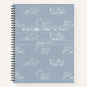 Construction Vehicles Truck School Boys Name Blue Notizblock (Vorderseite)