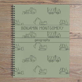 Construction Vehicles Truck School Boys Name Sage Notizblock