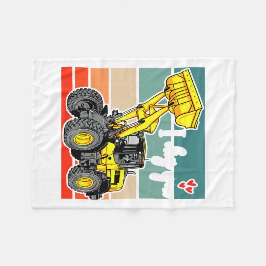 Construction Vehicles Valentines Hearts Excavator  Fleecedecke (Vorderseite (Horizontal))