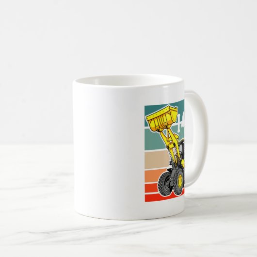 Construction Vehicles Valentines Hearts Excavator Kaffeetasse (VorderseiteRechts)