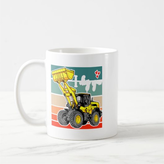 Construction Vehicles Valentines Hearts Excavator  Kaffeetasse (Links)