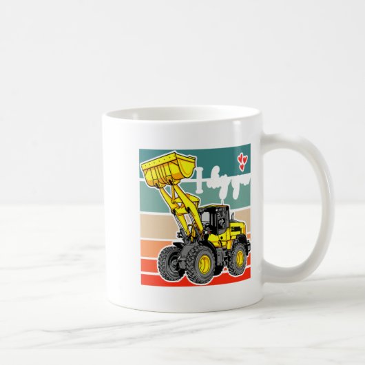 Construction Vehicles Valentines Hearts Excavator Kaffeetasse (Rechts)
