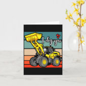 Construction Vehicles Valentines Hearts Excavator Karte (Gelbe Blume)