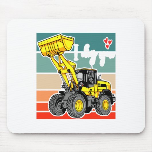 Construction Vehicles Valentines Hearts Excavator Mousepad (Vorne)