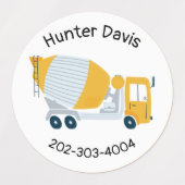 Construction Waterproof Circle Sticker Name Labels (Design 2)
