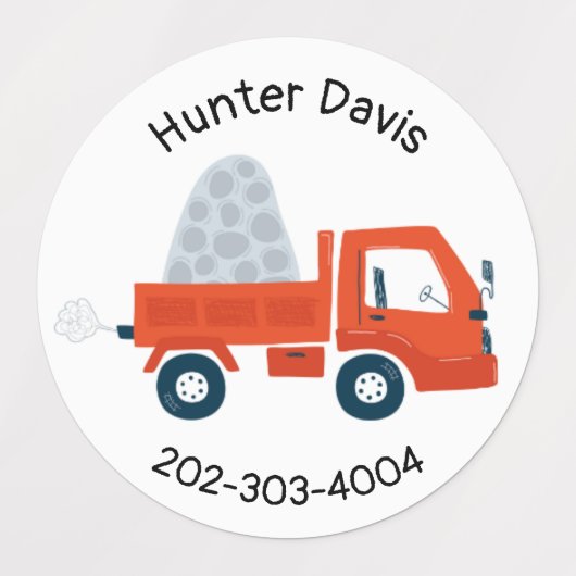 Construction Waterproof Circle Sticker Name Labels (Design 1)